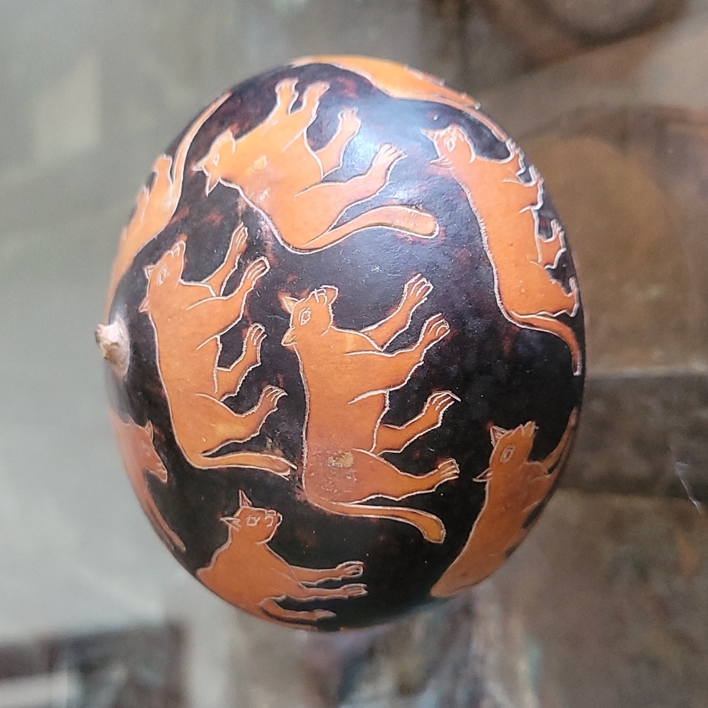 Hand Carved Peruvian Gourd